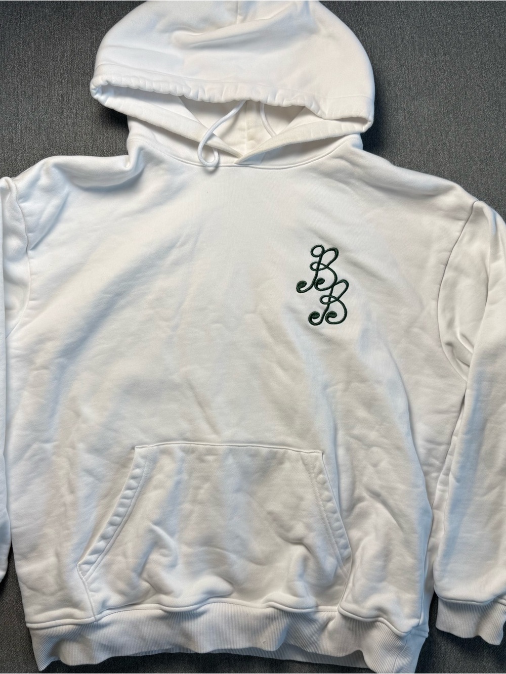 Bogey Boys Golf Men’s White Hoodie with Dark Green Script Logo